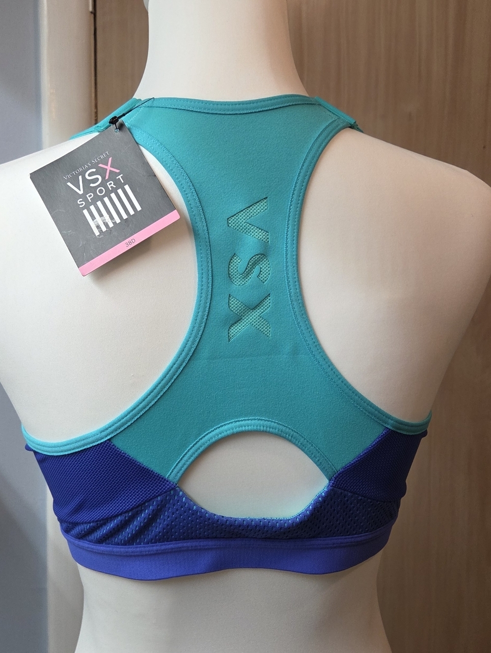 Victoria's Secret Blue and Teal VSX Incredible Front-Zip Sports Bra - 38D NWT - Picture 4 of 7